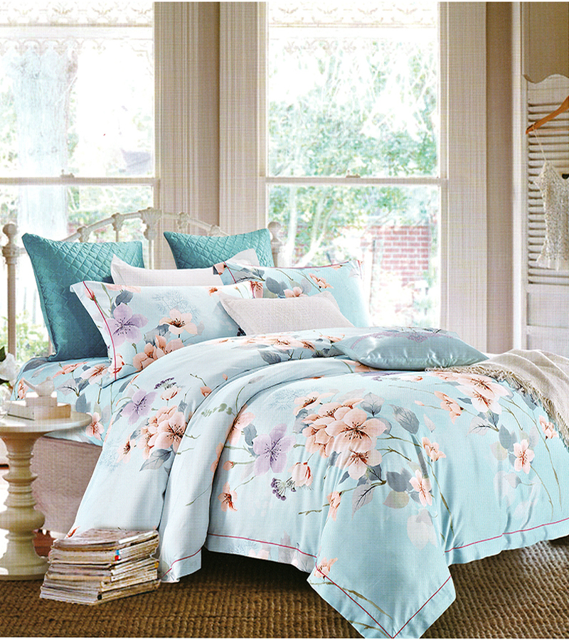 MIYOSHI TENCEL - Blue Rain Daisy 1M6 x 2M